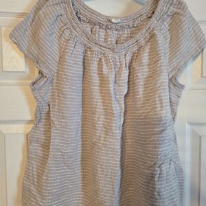 NWOT beachlunchlounge Tan & White Striped Blouse